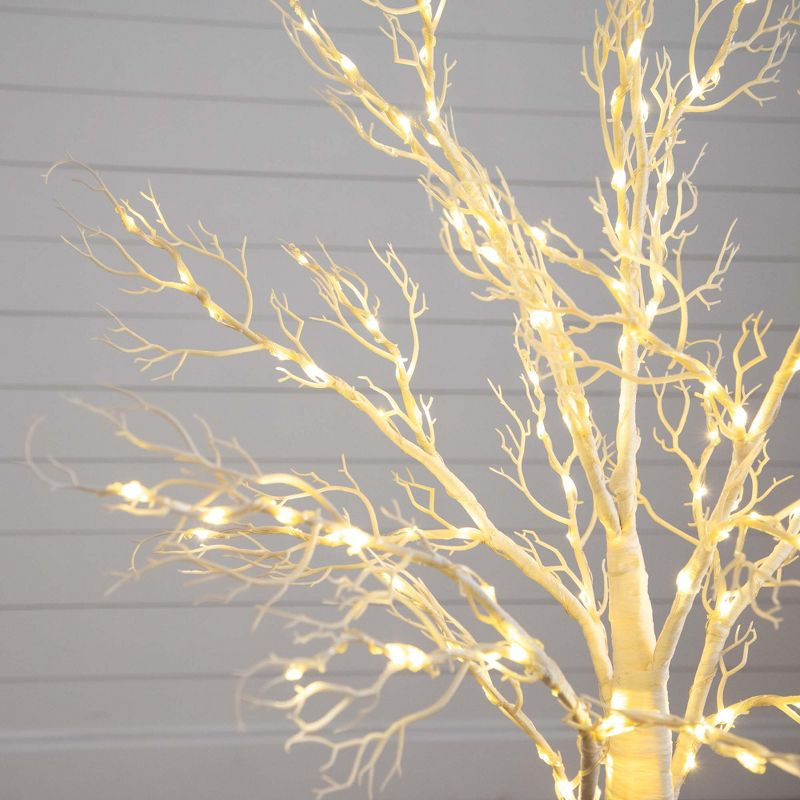 Nearly Natural 4-ft Pre-Lit Artificial White Twig Tree with 160 Warm White LED Lights