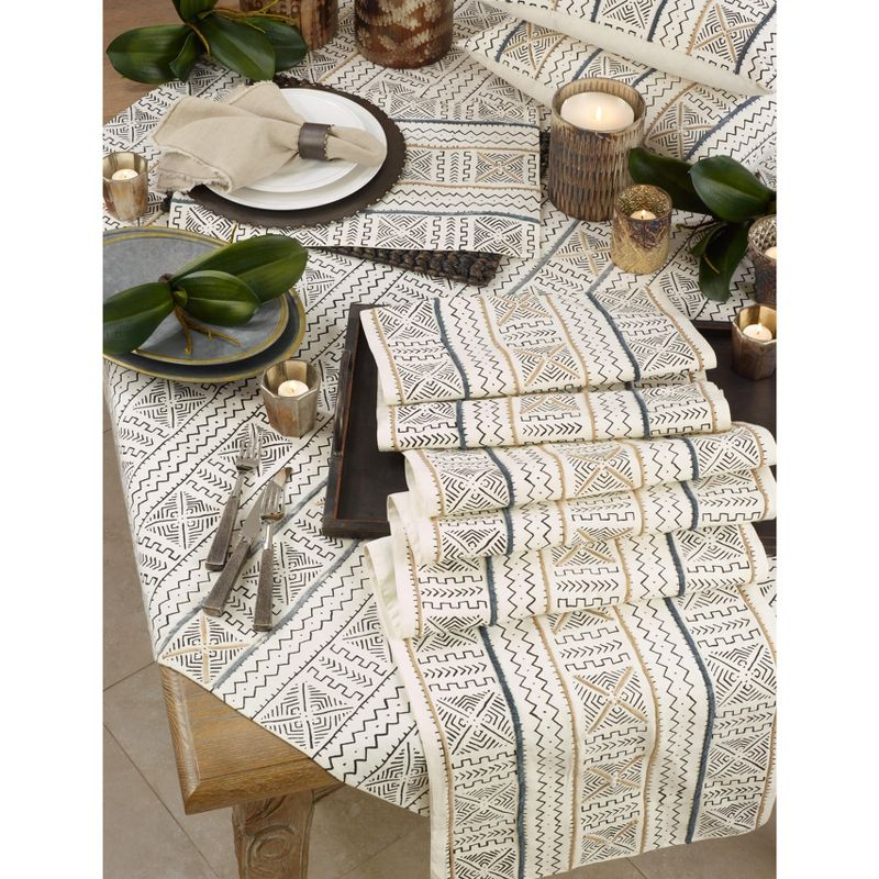 Saro Lifestyle Mudcloth Placemat, 14"x20" Oblong, White (Set of 4)