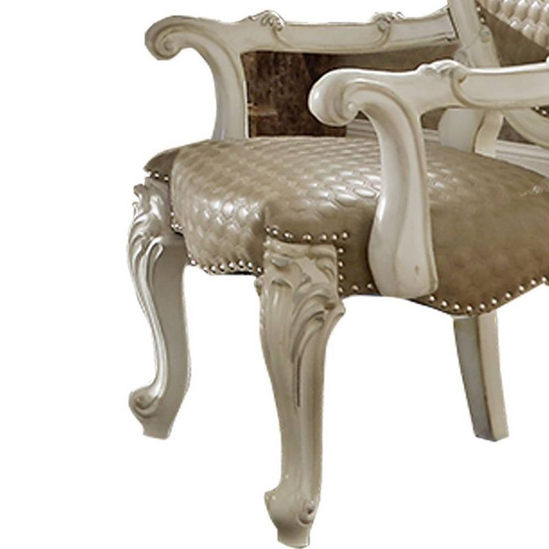 Versailles 26" Dining Chairs and Bone White Finish - Acme Furniture: Nailhead, Tufted, Leather Upholstery, No Assembly Required