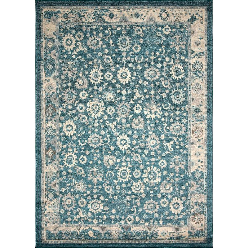 Unique Loom Penrose Collection Area Rug - Krystle (10'  x 14' 1" Rectangle Turquoise/Beige)