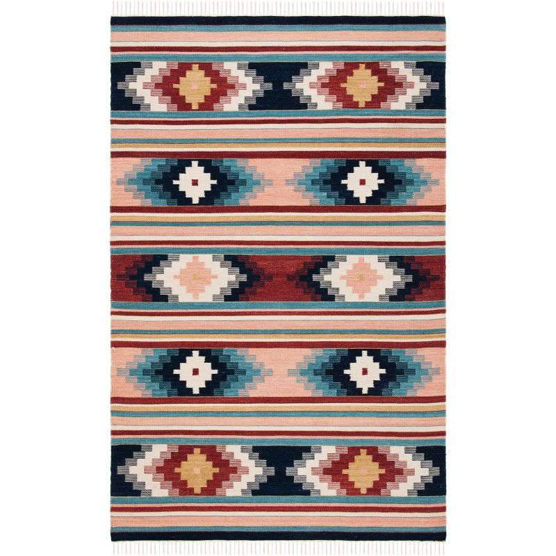 Kilim KLM713 Hand Woven Area Rug - Light Pink/Blue - 4'x6' - Safavieh.