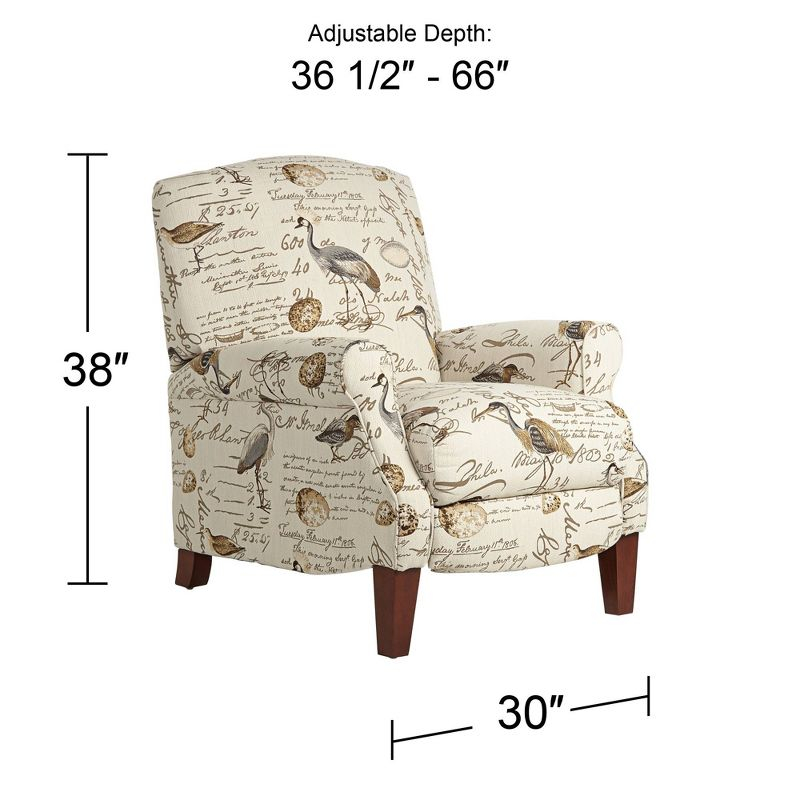 Kensington Hill Birdsong Script and Bird Recliner Chair Modern Armchair Comfortable Push Manual Reclining Footrest for Bedroom Living Room Reading
