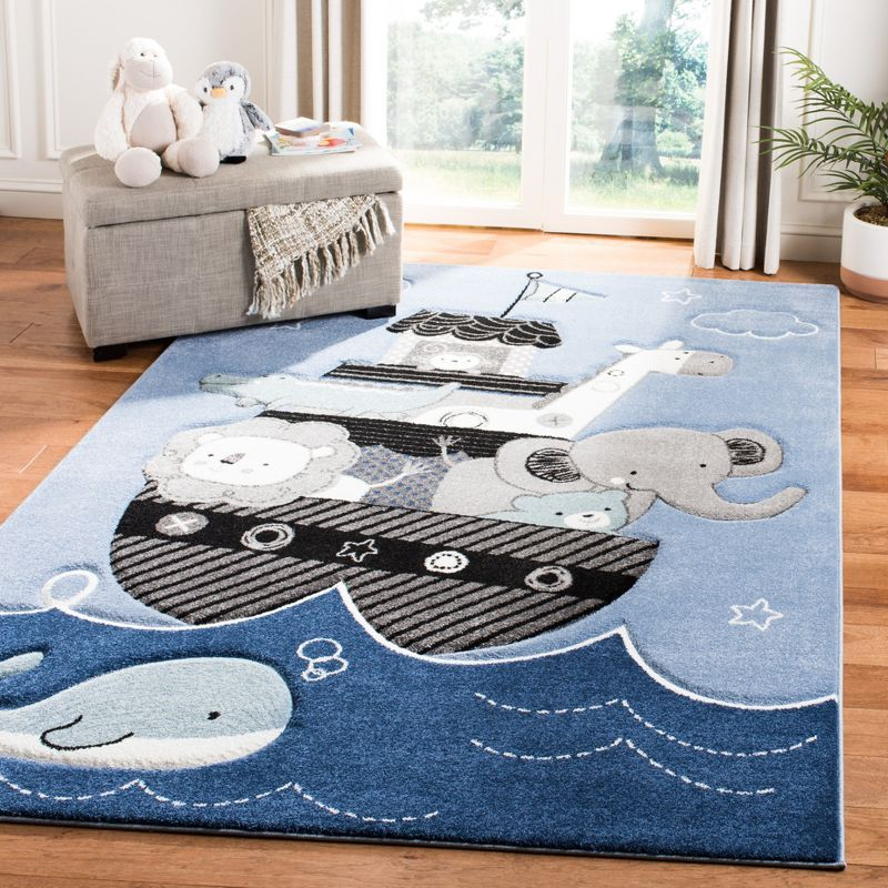 Carousel Kids CRK121 Power Loomed Area Rug - Blue/Grey - 4'x6' - Safavieh.