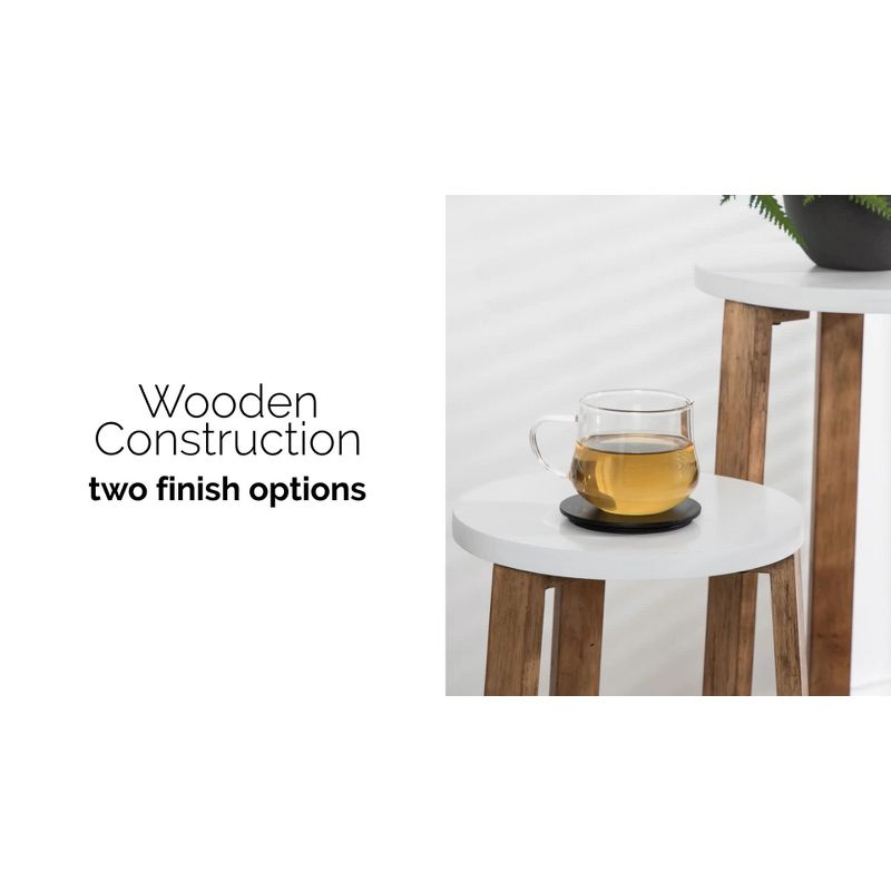 Kate and Laurel Rioux Round Wood Nesting Table, 2 Piece, Walnut Brown
