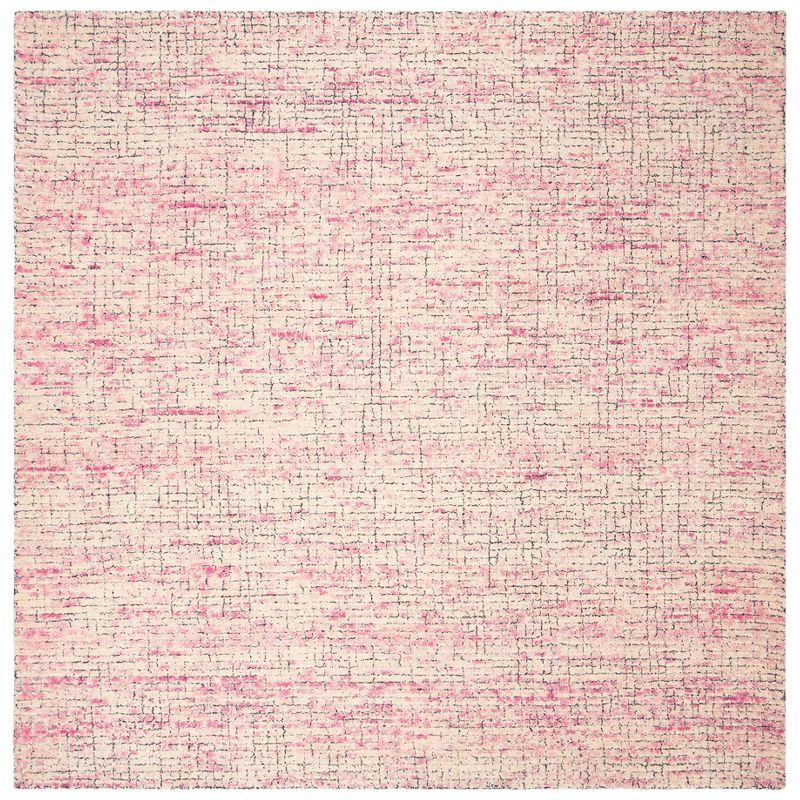 Abstract ABT473 Hand Tufted Area Rug - Ivory/Pink - 6' X 6' Square - Safavieh.