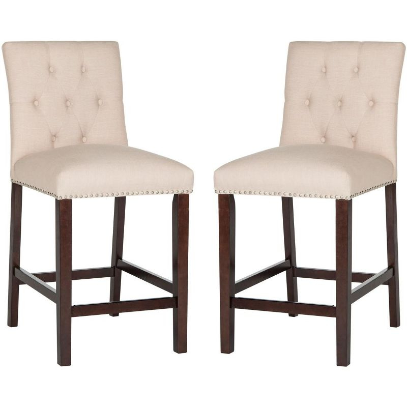 Norah Counter Stool (Set of 2) - FOX6209 - Beige - Safavieh Couture