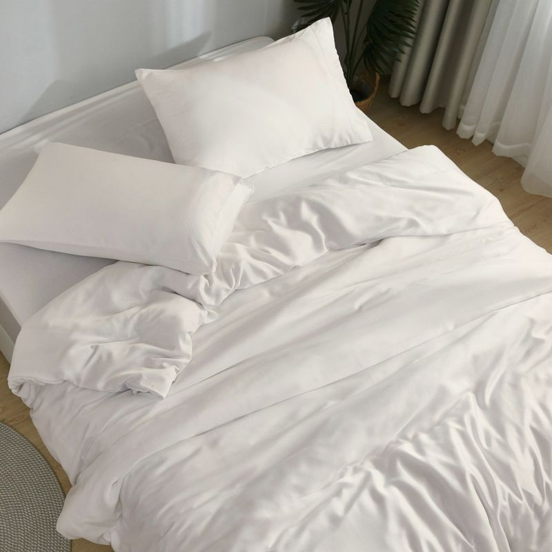 DOZ Bamboo Viscose Sheet Set, Organically Grown Bamboo, Buttery Soft, Cooling, High GSM, Deep Pockets Ivory Queen