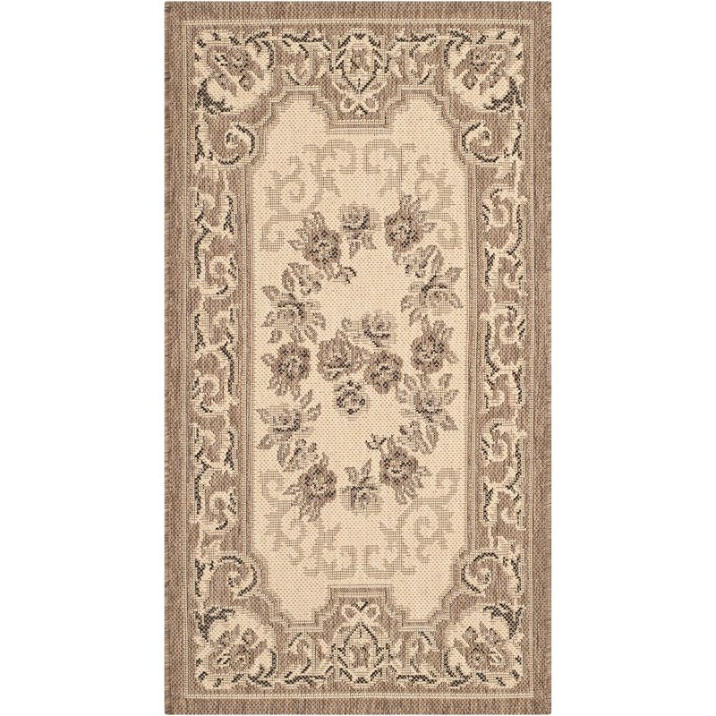Courtyard CY7208 Power Loomed Indoor/Outdoor Accent Rug - Creme/Brown - 2'x3'7" - Safavieh.