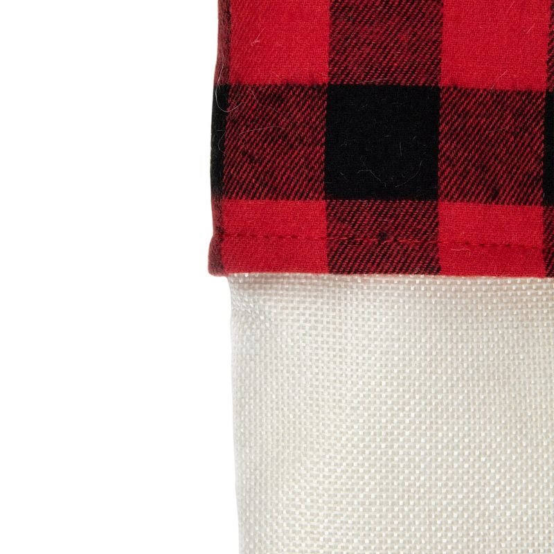 Northlight Seasonal 20" Cream White Red and Black Buffalo Plaid Tree Christmas Stocking