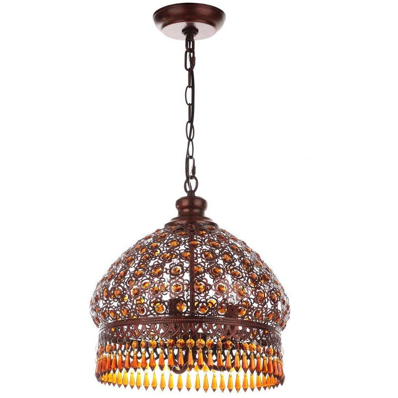 Su Lightan Jeweled Pendant Lamp - Dark Bronze/Amber - Safavieh.