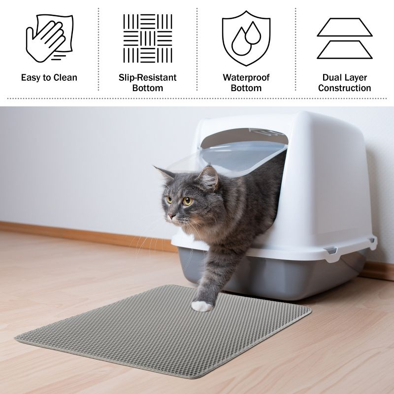 PETMAKER 24x15-Inch Double-Layer Waterproof Cat Litter Mat (Gray)