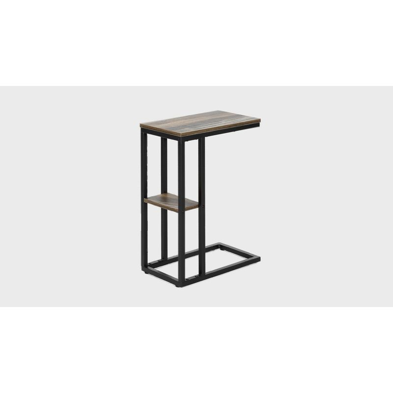 Monarch Specialties Accent Table C-Shaped End Side Snack Living Room Bedroom Metal Laminate Brown Black Contemporary Modern