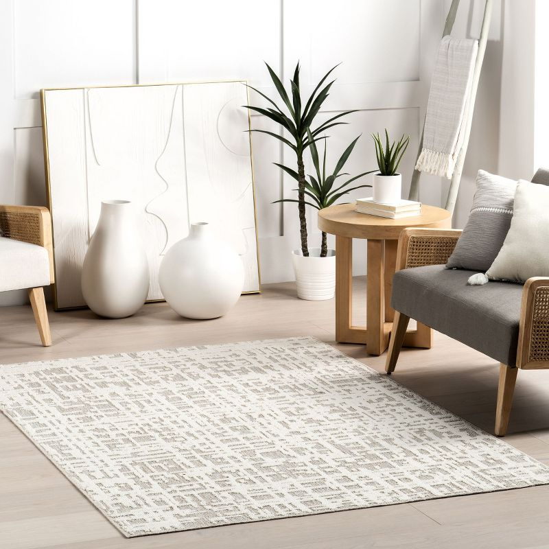 Nuloom Amity Abstract Machine Washable Indoor Area Rug, 5' 3" x 7' 7", Beige