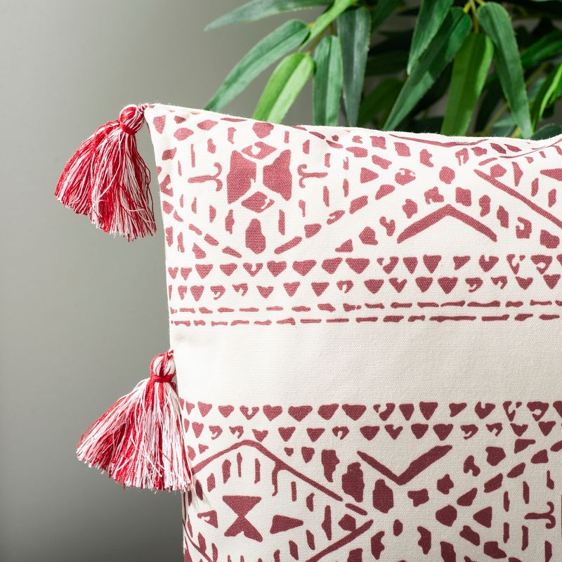 Landria Pillow - Beige/Red - 16"X16" - Safavieh