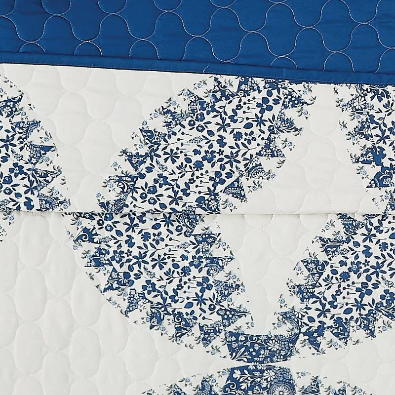Cannon 2pc Twin/Twin Extra Long Abigail Quilt Bedding Set White/Blue: Microfiber, Paisley Pattern, Machine Washable