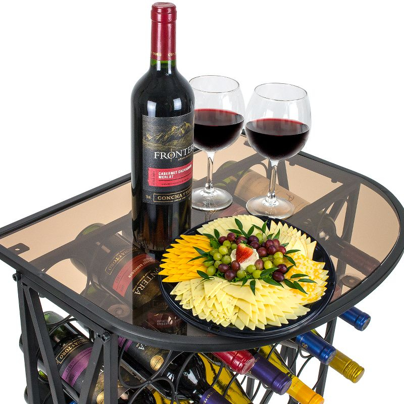 Sorbus Wine Rack Stand Bordeaux Chateau Style with Glass Table - Holds 30 Bottles