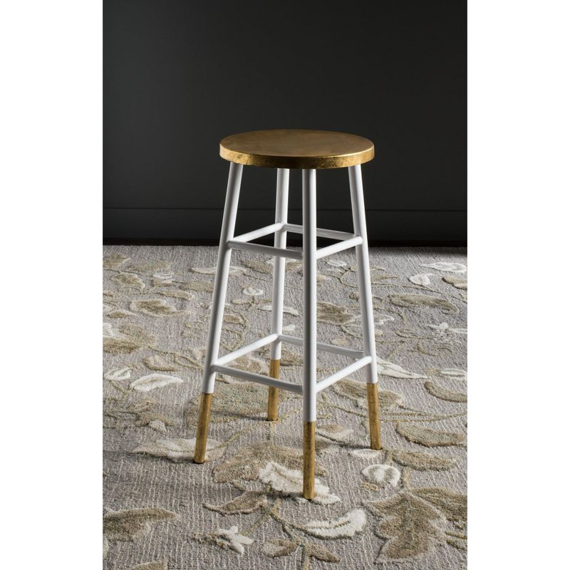 Emery Dipped Gold Leaf Bar Stool - FOX3230 - White/Gold - Safavieh Couture
