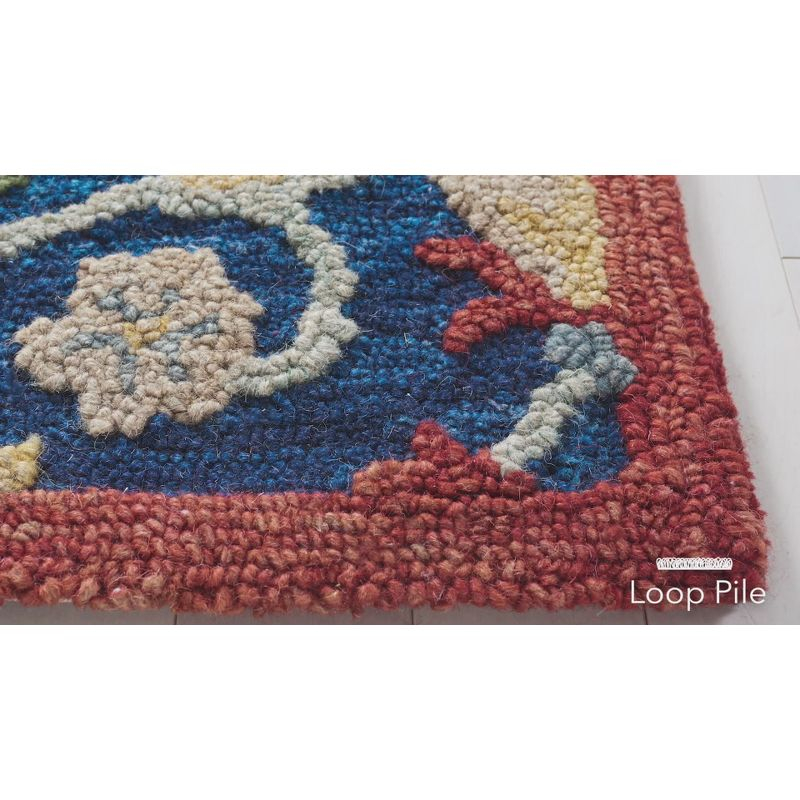 Blossom BLM562 Hand Tufted Area Rug - Blue/Rust - 6'x6' - Safavieh.