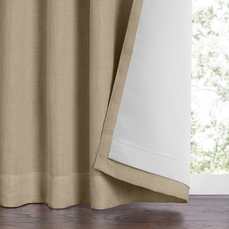 Harrow Solid Texture Room Darkening Single Window Curtain Panel - 52" x 95" - Linen - Elrene Home Fashions