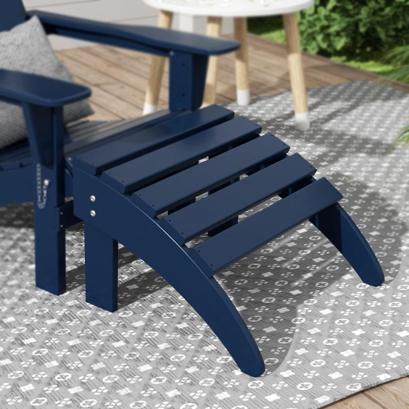 WestinTrends All-Weather Outdoor Patio Poly Adirondack Ottoman Footrest, Navy Blue