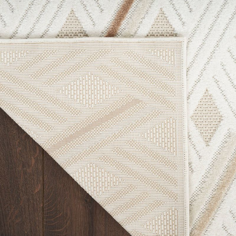 Nourison 7'10"x9'10" Care Free Lattice Machine Woven Area Rug Ivory/Beige: Geometric Low Pile Indoor Rug for Living Room