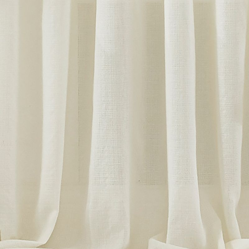 Bella Tab-Top Ruffle Cottagecore Single Sheer Window Curtain Panel - 52" x 95" - Ivory - Elrene Home Fashions