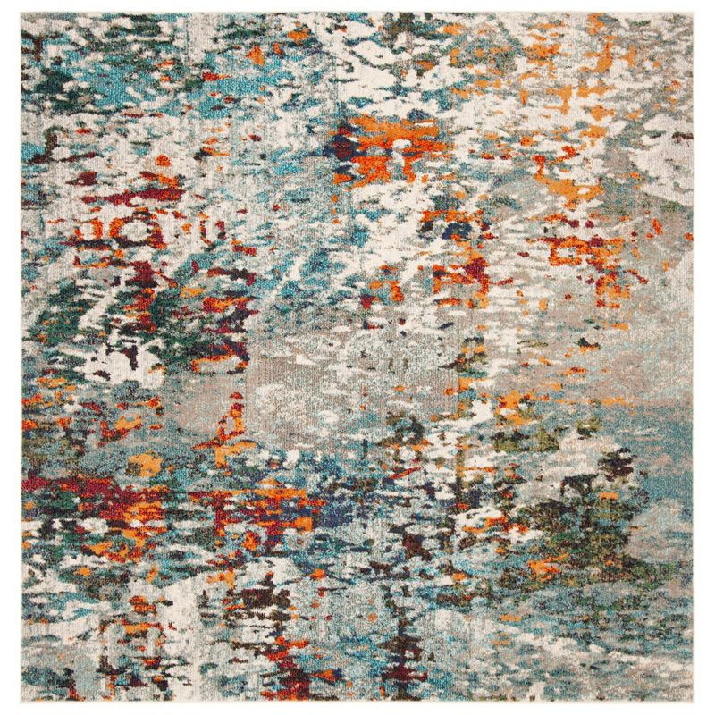 Madison MAD471 Power Loomed Indoor Area Rug - Grey/Blue - 8'x8' - Safavieh