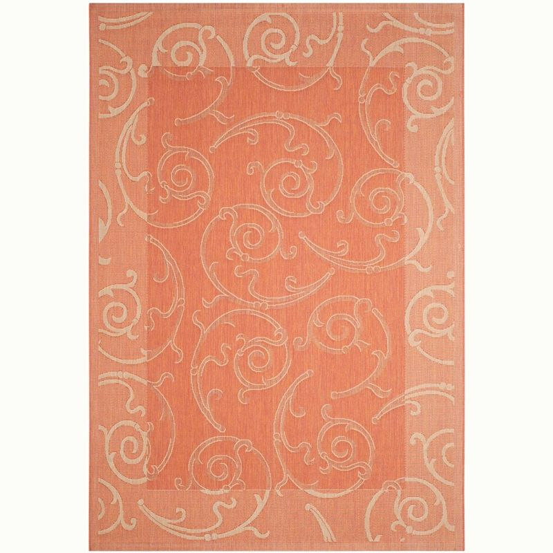 Courtyard CY2665 Power Loomed Indoor and Outdoor Area Rug - Terracotta/Natural - 4'x5'7" - Safavieh