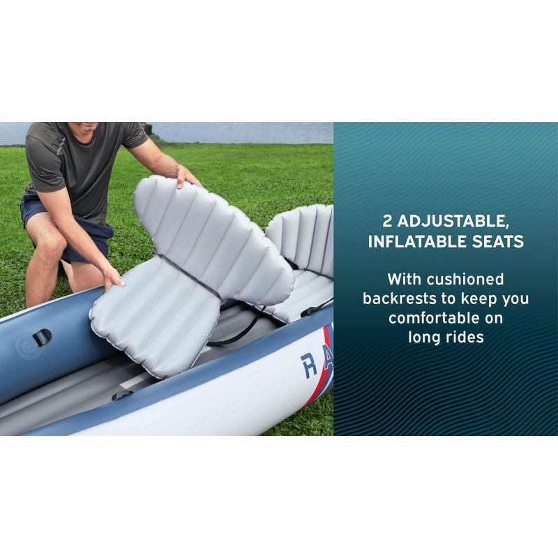Bestway Hydro-Force Rapid X2 Inflatable 2 Person Kayak Outdoor Lake and River Water Sport Set with 2 Paddles, Hand Pump, and 2 Removable Fins