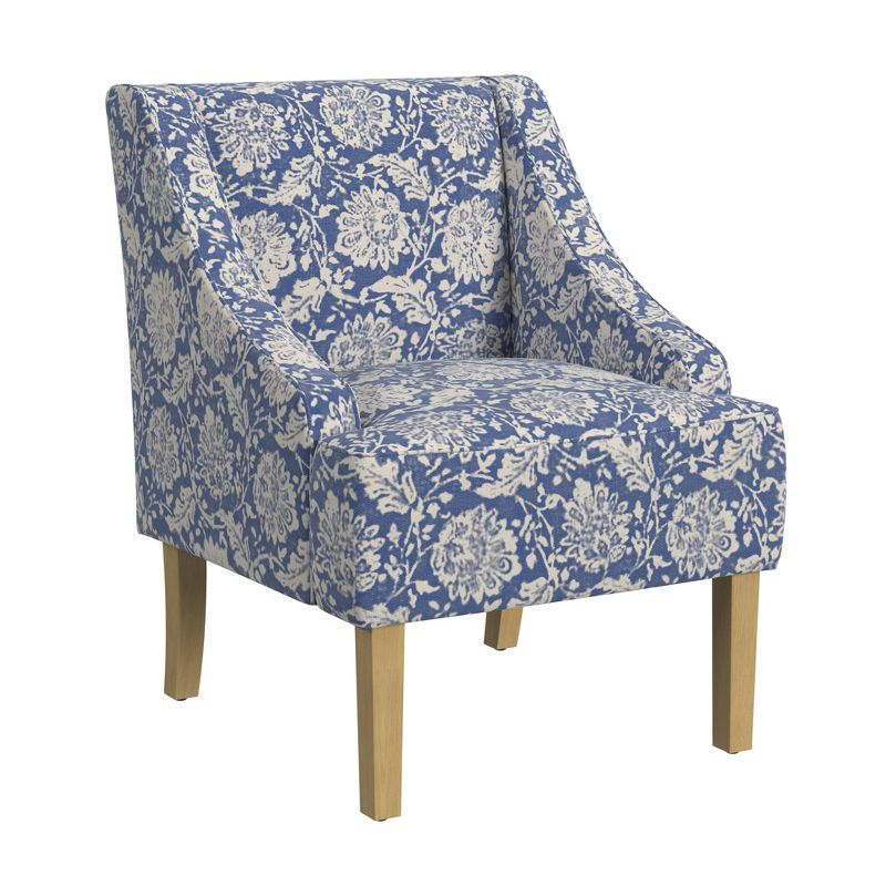 Classic Swoop Accent Armchair Light Blue - HomePop: Upholstered, Floral Pattern, Wood Legs