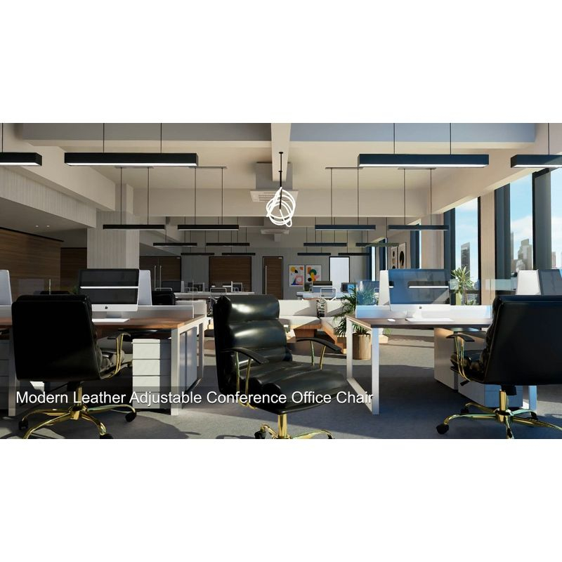 LeisureMod Regina Single Ergonomic Padded Leather Lumbar Support Adjustable Height Swivel Executive Office Chair with Gold Steel Frame