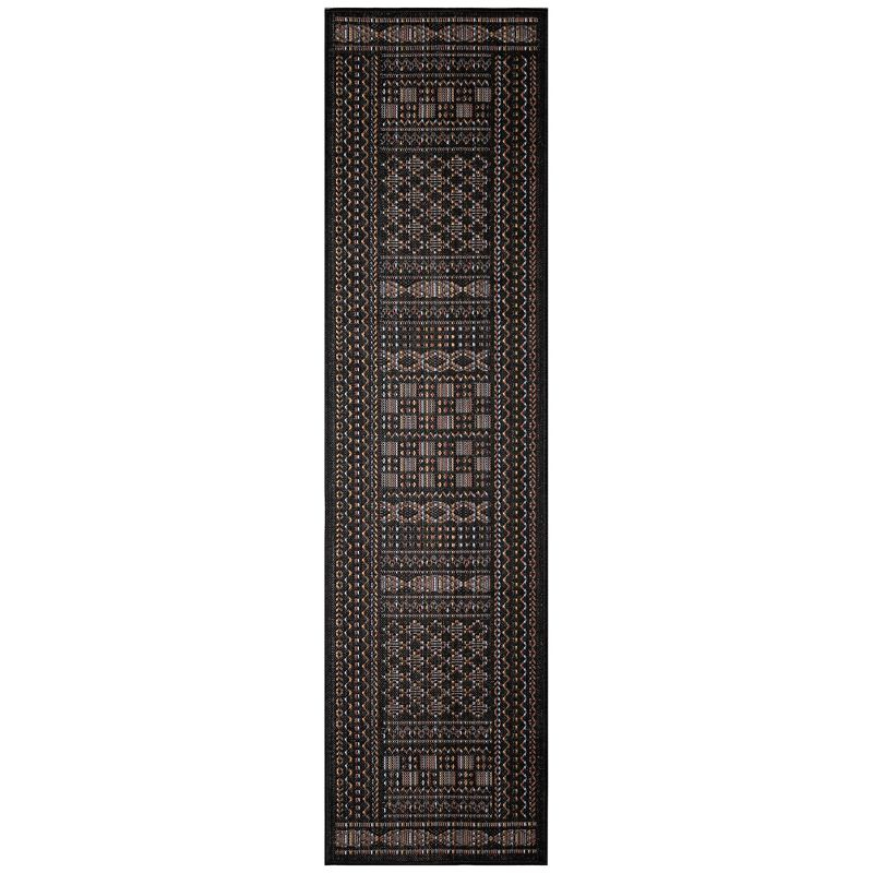 Liora Manne Avena Mosaic Stripe Indoor/Outdoor Rug Midnight 1'11" x 7'6"