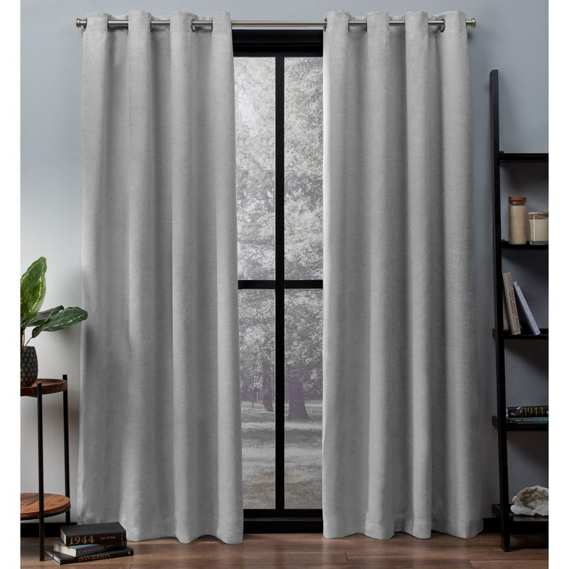 Set of 2 108"x52" Oxford Textured Sateen Thermal Room Darkening Grommet Top Window Curtain Panel Silver - Exclusive Home