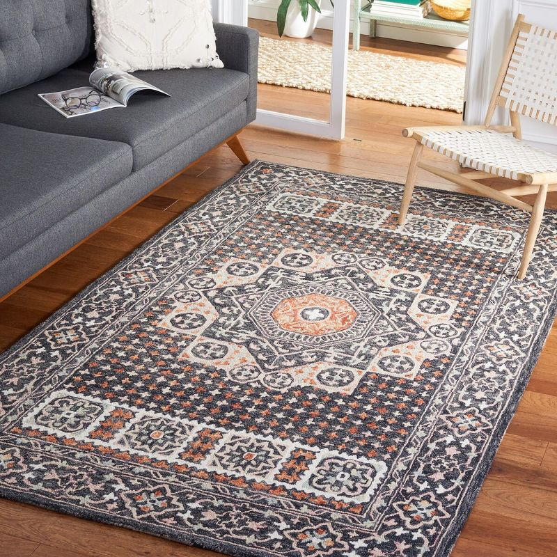Aspen APN130 Hand Tufted Area Rug  - Black/Rust - 4'x6' - Safavieh.