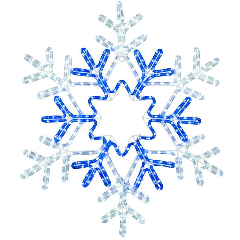 Novelty Lights 30" Pure White/Blue Christmas LED Snowflake Sculpture, Made With LED Rope Light