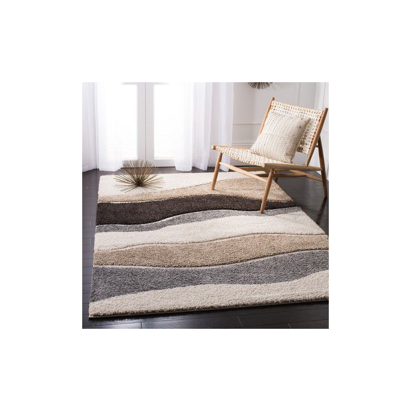 Florida Shag SG475 Power Loomed Indoor Area Rug - Ivory/Grey - 8'x10' - Safavieh