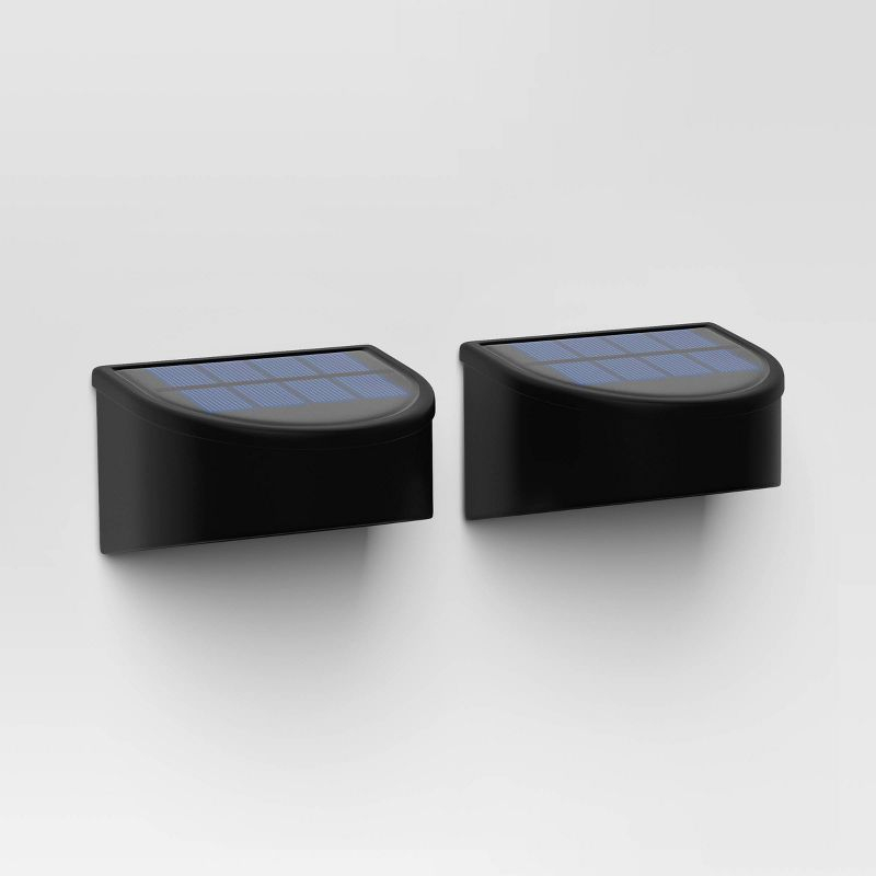2pk Insert Lens Deck Solar LED Outdoor Step Lights Matte Black - Threshold™: Weather-Resistant, Automatic Lighting, Hang/Stake Options