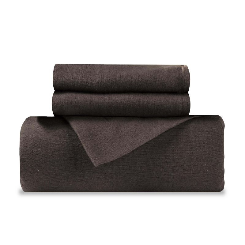 Flannel Cotton Modern Solid Fuzzy Duvet Cover Set With Pillow Shams, Twin, Charcoal - Blue Nile Mills