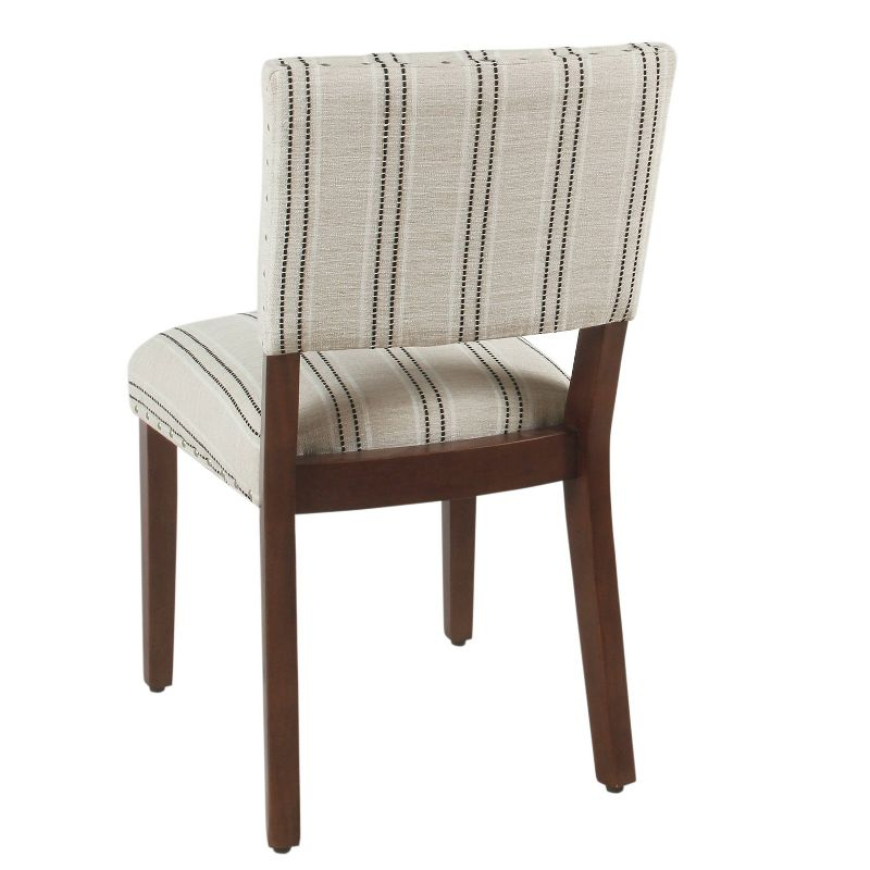Set of 2 Stripe Dining Chairs Black/White - HomePop: Nailhead Trim, Rubberwood Legs, Polyester Upholstery