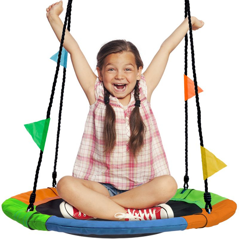 Sorbus Sorbus Saucer Tree Swing 24" Adjustable Ropes, 220lb Capacity in Rainbow