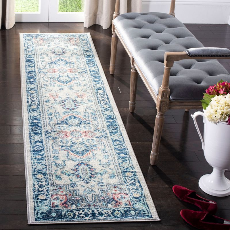 Brentwood BNT811 Power Loomed Runner Rug - Light Grey/Blue - 2'x12' - Safavieh.