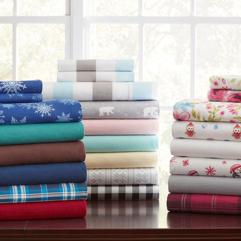 Pointehaven 175 GSM Fairisle 100% Cotton Superior Weight Flannel 3 pc Duvet Set, King/California King