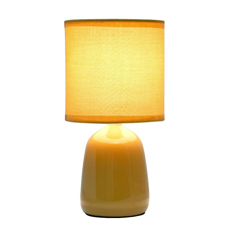 10.04" Traditional Ceramic Thimble Base Bedside Lamp with Fabric Shade - Simple Designs: For Kids Bedroom & Office Desk