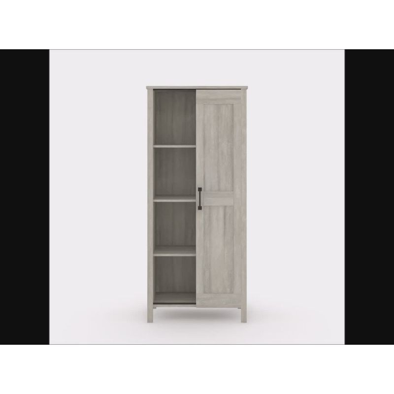 Storage Cabinet with Sliding Door Spring Maple - Sauder: Farmhouse Style, 8 Adjustable Shelves, MDF Construction