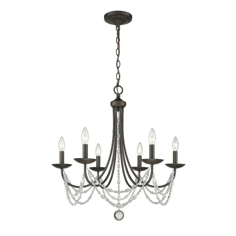 Golden Lighting Mirabella 6-Light Chandelier in Rubbed Bronze