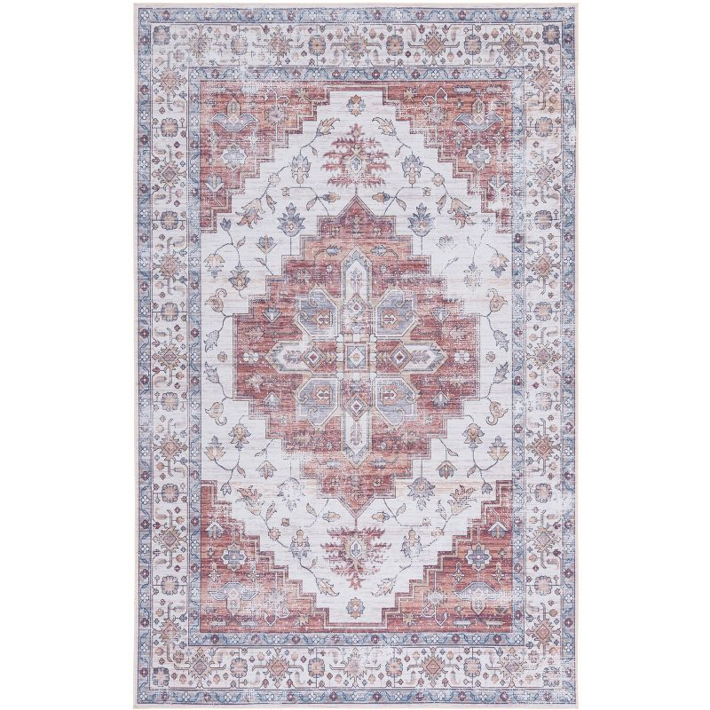 Tucson Vintage Persian TSN109 Power Loomed Machine Washable Skid-Resistant Indoor Area Rug - Ivory/Rust - 8'x10' - Safavieh