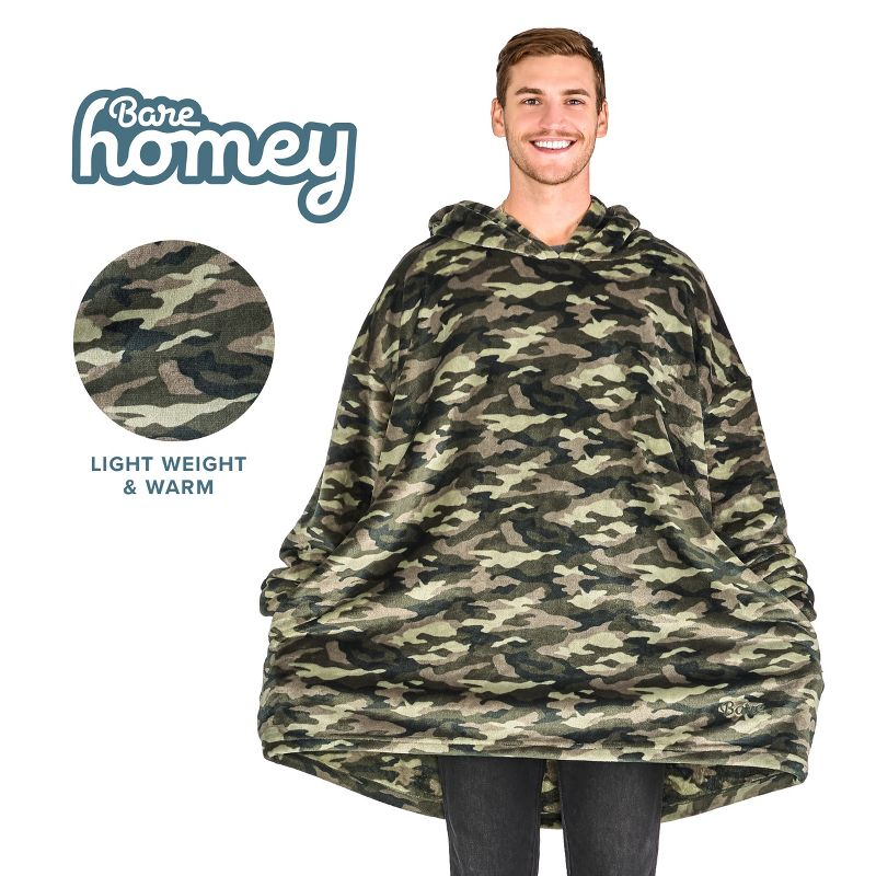 Adult Bare Homey B-Chill Microplush Wearable Blanket, Camo - Green