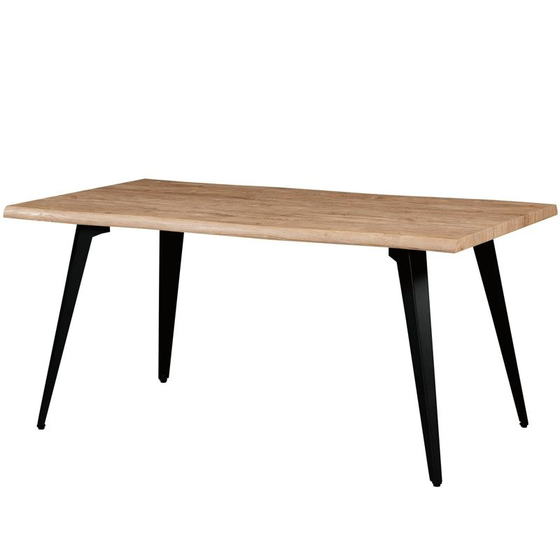 LeisureMod Ravenna Single Modern 63" Rectangular Dining Table with Wavy Edge Wood Top and Metal Legs