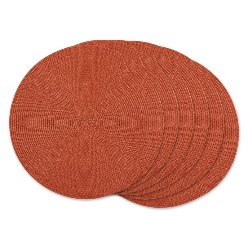 DII Solid Woven Placemat Set 6 Piece, Spice, 15" Dia