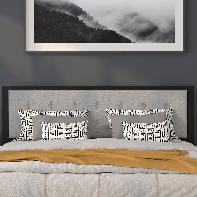 Flash Furniture Bristol Metal Tufted Upholstered King Size Headboard in Light Gray Fabric